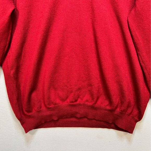 Brooks Brothers Mens V-Neck Wool Sweater Large Red Knit Pullover Cozy Casual - Picture 3 of 10